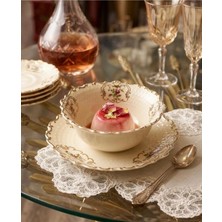 Twinkle Diana Porselen 6'lı Çorba Kasesi Vintage Çiçek Desenli Gold Detaylı