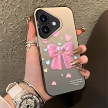 Ucuc iPhone 16 Plus Uyumlu Sert Akrilik Arka Silikon Kenar Lens Koruma Şık Baskı Kılıf