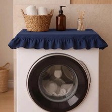 NDC Home Fırfırlı Çamaşır Makinesi Örtüsü - Çeyizlik Dekoratif Banyo Makine Kılıfı- Lacivert
