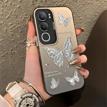 Ucuc Vivo Y19S 4G/Y19S Pro Uyumlu Sert Akrilik Arka Silikon Kenar Lens Koruma Şık Baskı Kılıf