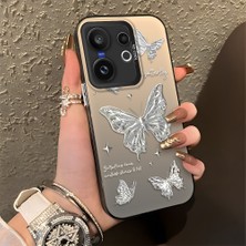 Ucuc Vivo X200 Fe Uyumlu Sert Akrilik Arka Silikon Kenar Lens Koruma Şık Baskı Kılıf