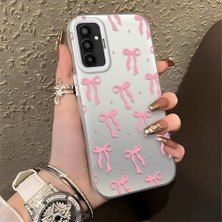 Ucuc Samsung Galaxy F23 Uyumlu Sert Akrilik Arka Silikon Kenar Lens Koruma Şık Baskı Kılıf
