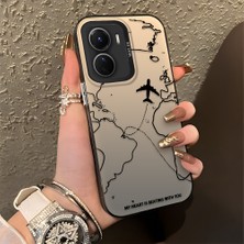 Ucuc Vivo Y16/Y02S/Y56 Uyumlu Sert Akrilik Arka Silikon Kenar Lens Koruma Şık Baskı Kılıf