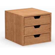 Desna Üç Katlı Üç Çekmeceli Dolap - Kiraz | 18 cm x 19 cm x 15.8 cm | Woodsaka