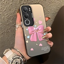 Ucuc Vivo Y19S 4G/Y19S Pro Uyumlu Sert Akrilik Arka Silikon Kenar Lens Koruma Şık Baskı Kılıf