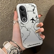 Ucuc Vivo V50 Lite 4g/5g Uyumlu Sert Akrilik Arka Silikon Kenar Lens Koruma Şık Baskı Kılıf