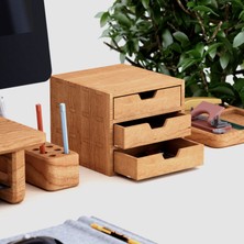 Desna Üç Katlı Üç Çekmeceli Dolap - Kiraz | 18 cm x 19 cm x 15.8 cm | Woodsaka
