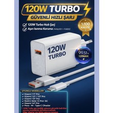 GUNKES 120W (Watt) Turbo Hızlı Şarj Adaptör+Kablo(Set) Tüm Telefonlarla Uyumlu Turbo Hızlı Şarj Aleti Seti Beyaz