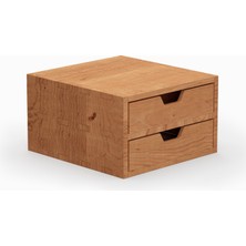 Desna Iki Katlı Iki Çekmeceli Dolap - Kiraz | 18 cm x 19 cm x 10.8 cm | Woodsaka