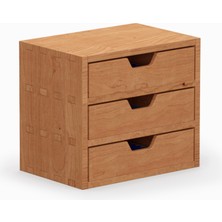 Desna Üç Katlı Üç Çekmeceli Mini Dolap - Kiraz | 18 cm x 12.1 cm x 15.8 cm | Woodsaka