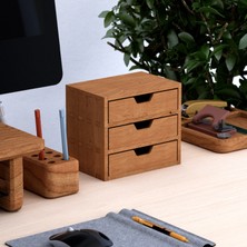 Desna Üç Katlı Üç Çekmeceli Mini Dolap - Kiraz | 18 cm x 12.1 cm x 15.8 cm | Woodsaka