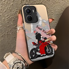 Ucuc Vivo Y16/Y02S/Y56 Uyumlu Sert Akrilik Arka Silikon Kenar Lens Koruma Şık Baskı Kılıf