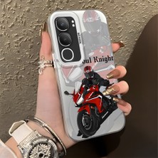 Ucuc Vivo Y19S 4G/Y19S Pro Uyumlu Sert Akrilik Arka Silikon Kenar Lens Koruma Şık Baskı Kılıf