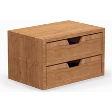 Desna Iki Katlı Iki Çekmeceli Dolap - Kiraz | 18 cm x 12.1 cm x 10.8 cm | Woodsaka