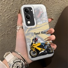 Ucuc Vivo Y04 Uyumlu Sert Akrilik Arka Silikon Kenar Lens Koruma Şık Baskı Kılıf