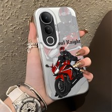 Ucuc Vivo V50 Lite 4g/5g Uyumlu Sert Akrilik Arka Silikon Kenar Lens Koruma Şık Baskı Kılıf