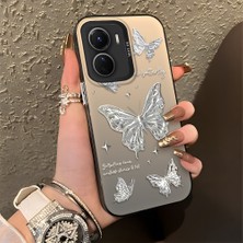 Ucuc Vivo Y16/Y02S/Y56 Uyumlu Sert Akrilik Arka Silikon Kenar Lens Koruma Şık Baskı Kılıf
