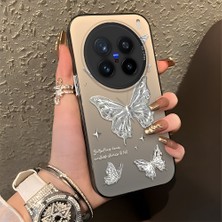 Ucuc Vivo X200 Pro Uyumlu Sert Akrilik Arka Silikon Kenar Lens Koruma Şık Baskı Kılıf