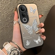 Ucuc Vivo V50 Lite 4g/5g Uyumlu Sert Akrilik Arka Silikon Kenar Lens Koruma Şık Baskı Kılıf