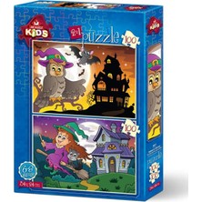 Farbu Oyuncak Puzzle Baykuş ve Tatlı Cadı - 2X100 Parça 4517