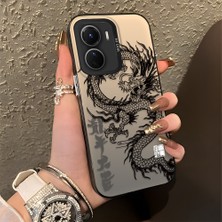 Ucuc Vivo Y16/Y02S/Y56 Uyumlu Sert Akrilik Arka Silikon Kenar Lens Koruma Şık Baskı Kılıf