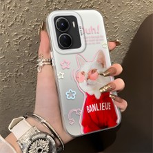 Ucuc Vivo Y02S Uyumlu Sert Akrilik Arka Silikon Kenar Lens Koruma Şık Baskı Kılıf