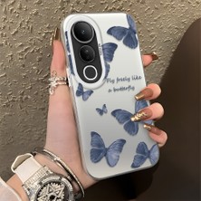Ucuc Vivo V50 Lite 4g/5g Uyumlu Sert Akrilik Arka Silikon Kenar Lens Koruma Şık Baskı Kılıf