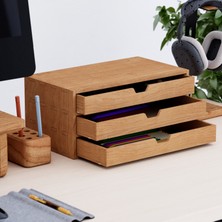 Desna Üç Katlı Üç Çekmeceli Dolap - Kiraz | 34 cm x 19 cm x 15.8 cm | Woodsaka
