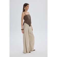 Bohemai Mahoney Bej Keten Palazzo Pantolon
