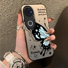 Ucuc Vivo V50 Uyumlu Sert Akrilik Arka Silikon Kenar Lens Koruma Şık Baskı Kılıf