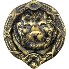 Savarga Antika Tarz Dekoratif Pirinç Aslan Kapı Tokmağı, Taktak - 185 Mm, Antik