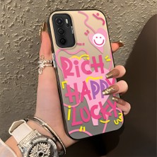 Ucuc Oppo A16/A16S Uyumlu Sert Akrilik Arka Silikon Kenar Lens Koruma Şık Baskı Kılıf