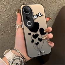 Ucuc Vivo V50 Lite 4g/5g Uyumlu Sert Akrilik Arka Silikon Kenar Lens Koruma Şık Baskı Kılıf
