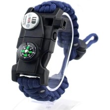 Savarga Pusula Fenerli Yüksek Desibel Düdüklü Hayatta Kalma Kamp Bilekliği - Mavi