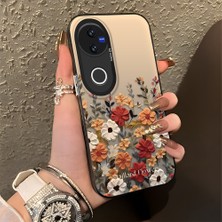 Ucuc Vivo V50 Uyumlu Sert Akrilik Arka Silikon Kenar Lens Koruma Şık Baskı Kılıf