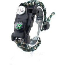 Savarga Pusula Fenerli Yüksek Desibel Düdüklü Hayatta Kalma Kamp Bilekliği - Karışık Yeşil