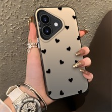 Ucuc iPhone 16 Plus Uyumlu Sert Akrilik Arka Silikon Kenar Lens Koruma Şık Baskı Kılıf