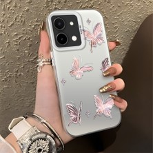 Ucuc Vivo Y28 4g Uyumlu Sert Akrilik Arka Silikon Kenar Lens Koruma Şık Baskı Kılıf