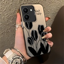Ucuc Vivo Y27 5G/Y27S Uyumlu Sert Akrilik Arka Silikon Kenar Lens Koruma Şık Baskı Kılıf