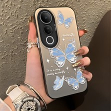 Ucuc Vivo V50 Lite 4g/5g Uyumlu Sert Akrilik Arka Silikon Kenar Lens Koruma Şık Baskı Kılıf