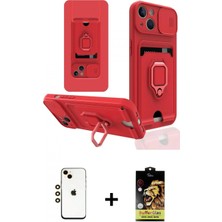 Marsilyan™- iPhone 14 Kılıf Vadi Form Prime - Siyah Buffer Cam Ekran Koruyucu + Gold Shine Kamera Lens