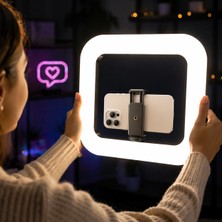 CoverZone 3in1 Şarjlı LED Ring Light Video Işık Seti Telefon Tutucu Bluetooth Kumandalı 20W 2500K-8500K Ayarlanabilir Işık CRI96+ Vlog Canlı Yayın Makyaj Çekim Işığı | RL-200