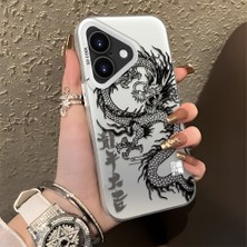 Ucuc iPhone 16 Plus Uyumlu Sert Akrilik Arka Silikon Kenar Lens Koruma Şık Baskı Kılıf