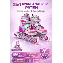 Yıldırım Oyuncak 2in1 Ayarlanabilir Deniz Kızı Çocuk Pateni LED Işıklı Ön Tekerlekli Denge Modlu Taşıma Çantalı Inline Paten