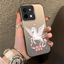 Ucuc Vivo Y28 4g Uyumlu Sert Akrilik Arka Silikon Kenar Lens Koruma Şık Baskı Kılıf