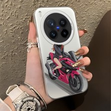 Ucuc Vivo X300 Pro Uyumlu Sert Akrilik Arka Silikon Kenar Lens Koruma Şık Baskı Kılıf