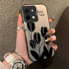 Ucuc Vivo Y28 4g Uyumlu Sert Akrilik Arka Silikon Kenar Lens Koruma Şık Baskı Kılıf