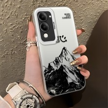 Ucuc Vivo Y19/Y19S 5G/Y19E Uyumlu Sert Akrilik Arka Silikon Kenar Lens Koruma Şık Baskı Kılıf