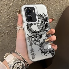 Ucuc Vivo Y16/Y02S/Y56 Uyumlu Sert Akrilik Arka Silikon Kenar Lens Koruma Şık Baskı Kılıf