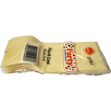 Omeyva Plastik Krem Renkli Lüx Parti Doğum Günü Çatal - 18 Cm. - 25 Adetlik Paket